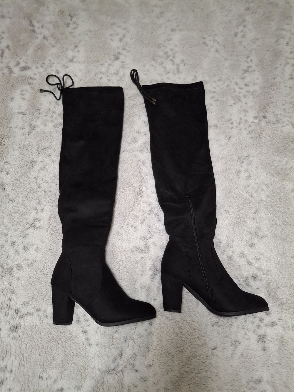 Dream Pairs Black Over-the-Knee Chunky Heel Boots